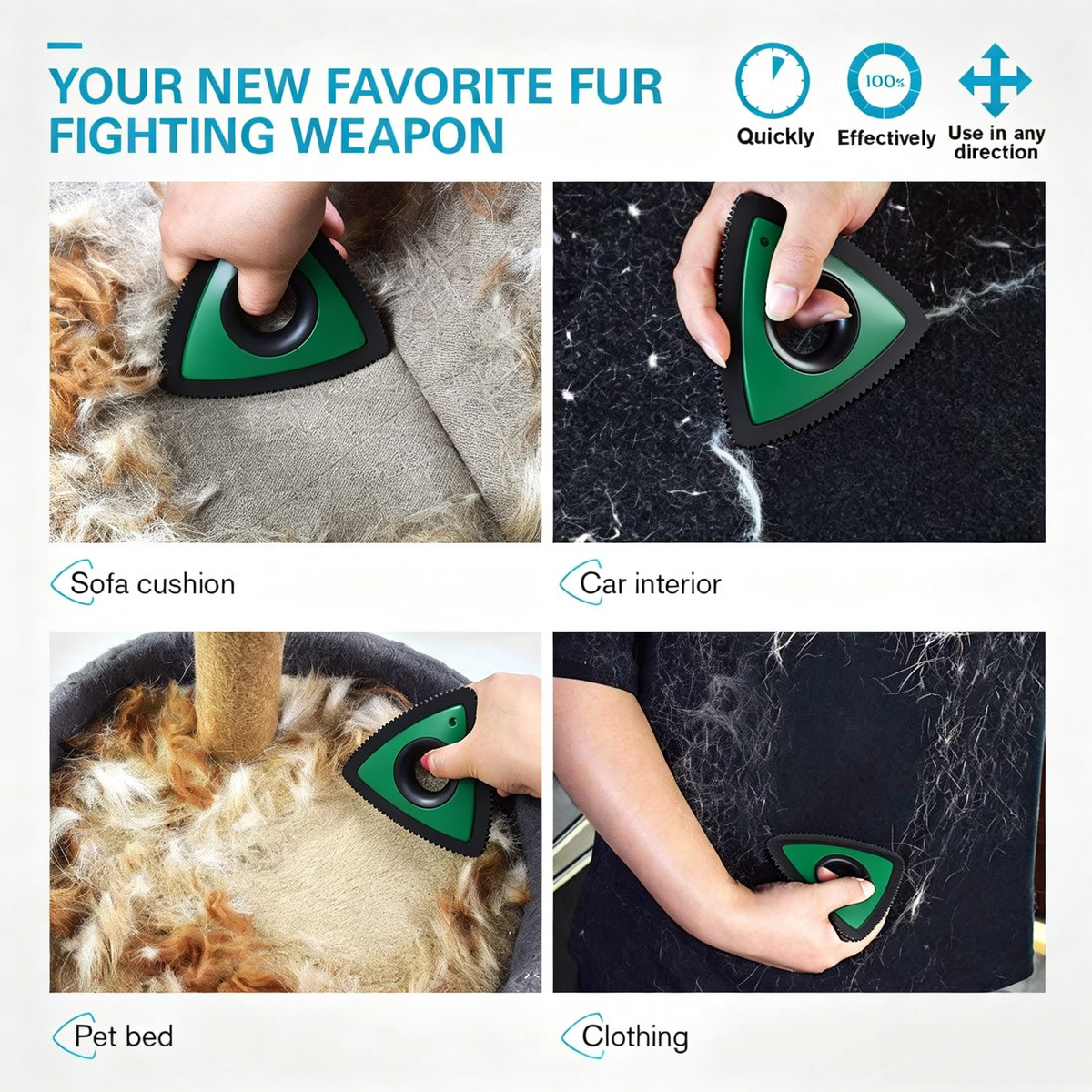 Triangular Pet Hair Remover Scraper